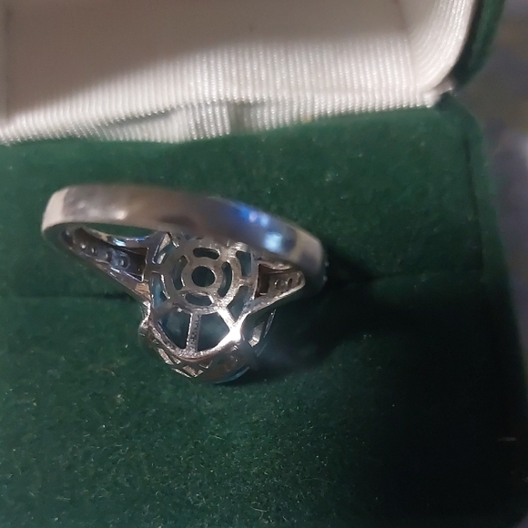 Pandora Elegant Blue Gemstone Ring Sz 9 Humungus! - Picture 8 of 16